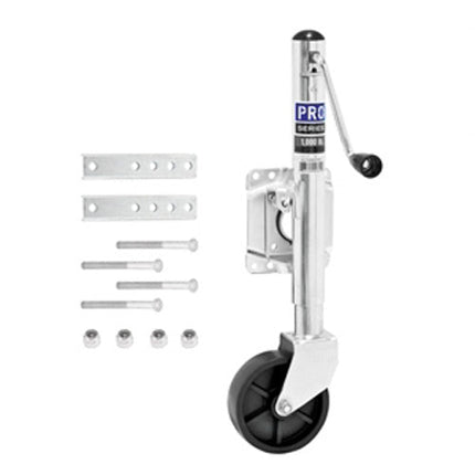 Pro Series EJ1000 1K Sidewind Bolt-On Snap Ring Swivel Jack w/6in Wheel 10in Lift